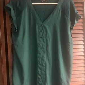 Chic Green V-Neck Women's Blouse